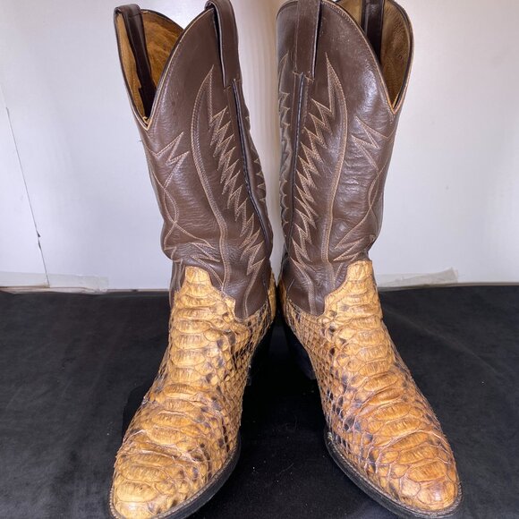 Vintage Men's Pre-Owned Exotic Python Snake Cowboy Boots, Made in Mexico, Sz. 10 - Picture 7 of 10